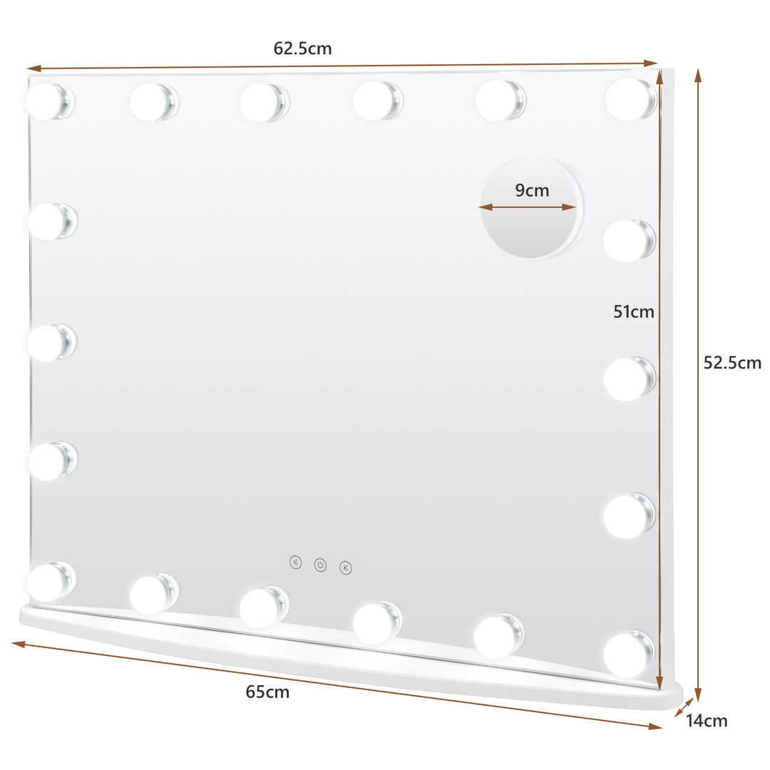 Makeup Mirror with 18 Dimmable LED Lights and Magnifying Mirror-White