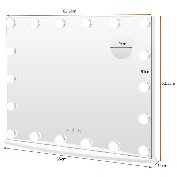 Makeup Mirror with 18 Dimmable LED Lights and Magnifying Mirror-White