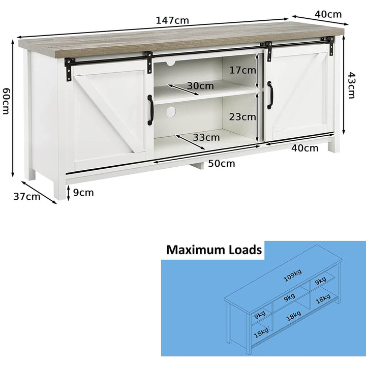 Modern TV Cabinet for 60-Inch TV Wooden Media Storage Shelves-White