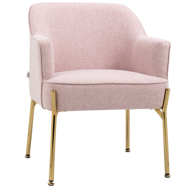 Fabric Accent Chair, Modern Armchair with Metal Legs for Living Room, Bedroom, Home Office, Pink