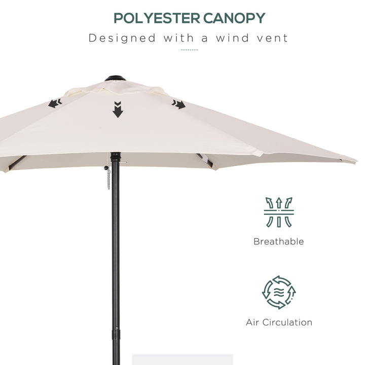Outsunny 2m Patio Parasols Umbrellas, Outdoor Sun Shade with 6 Sturdy Ribs for Balcony, Bench, Garden, Cream White