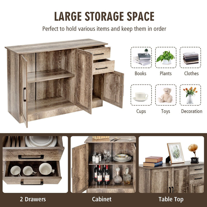 Multifunctional Kitchen Buffet Cabinet with 2 Drawers and 3 Doors