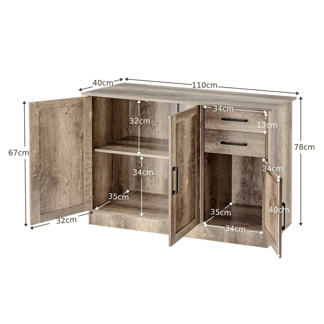 Multifunctional Kitchen Buffet Cabinet with 2 Drawers and 3 Doors