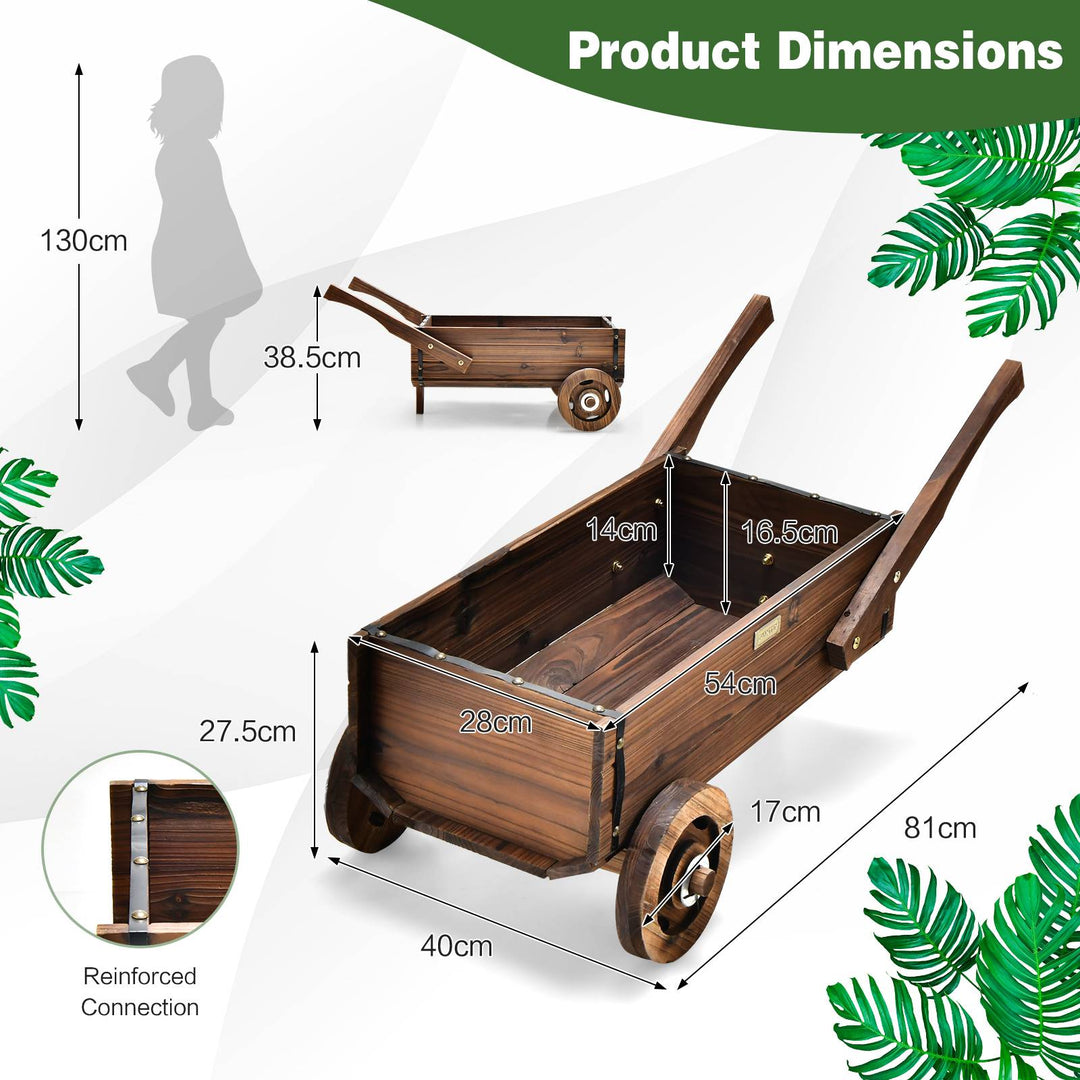 Wooden Planter Box w/ Wheels and Drainage Hole-Rustic Brown