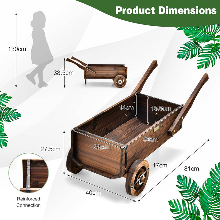 Wooden Planter Box w/ Wheels and Drainage Hole-Rustic Brown