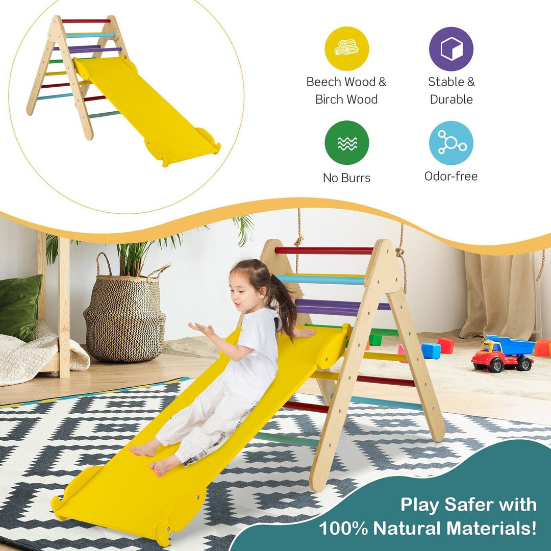 Wooden Triangle Climbing Ladder Set- Multi-colour