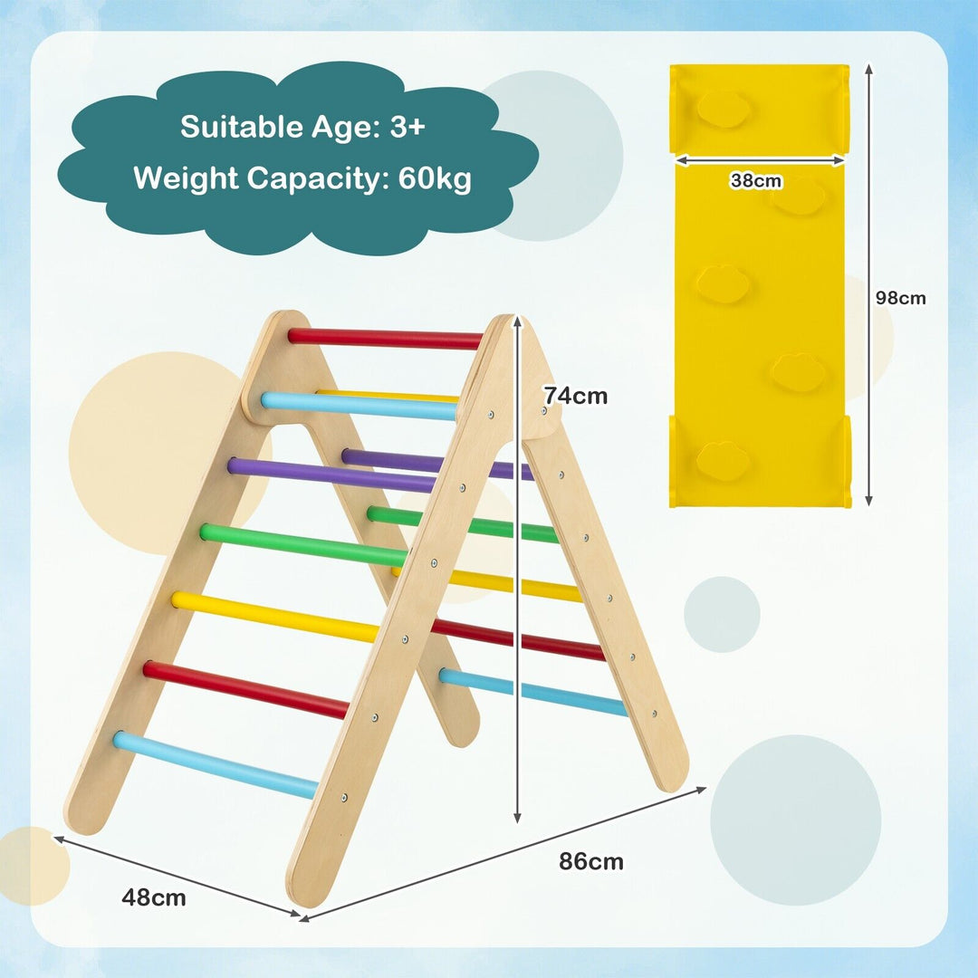 Wooden Triangle Climbing Ladder Set- Multi-colour