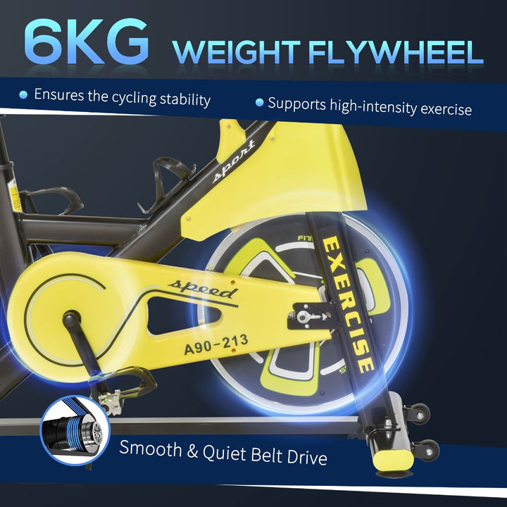 HOMCOM Exercise Bike Indoor Cycling Bike Stationary Bicycle with Belt Drive Adjustable Resistance Seat Handlebar LCD Display Home Gym Upright Bike