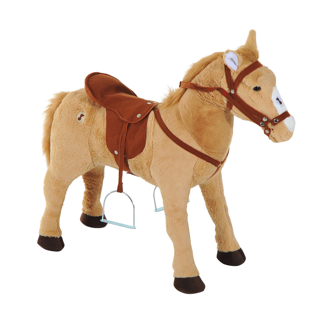 Childrens Plush Rocking Pony W/Sound-Beige