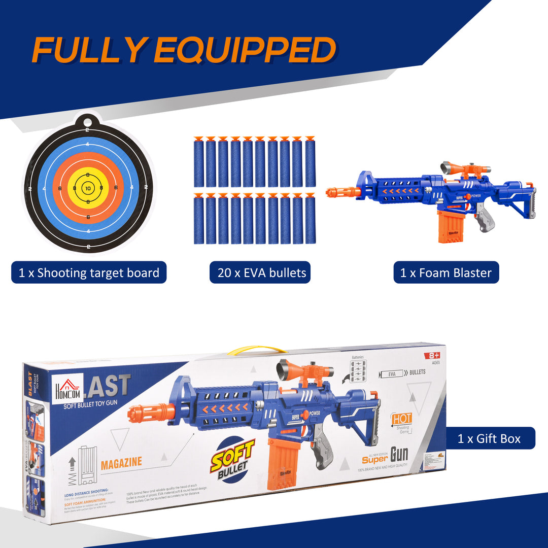 Toy Automatic Foam Blaster Gun Shooter w/ 20 Soft EVA Refill Darts Continuous Shot Magazine Shooting Target Board for Boys &amp; Girls 8-12 Years