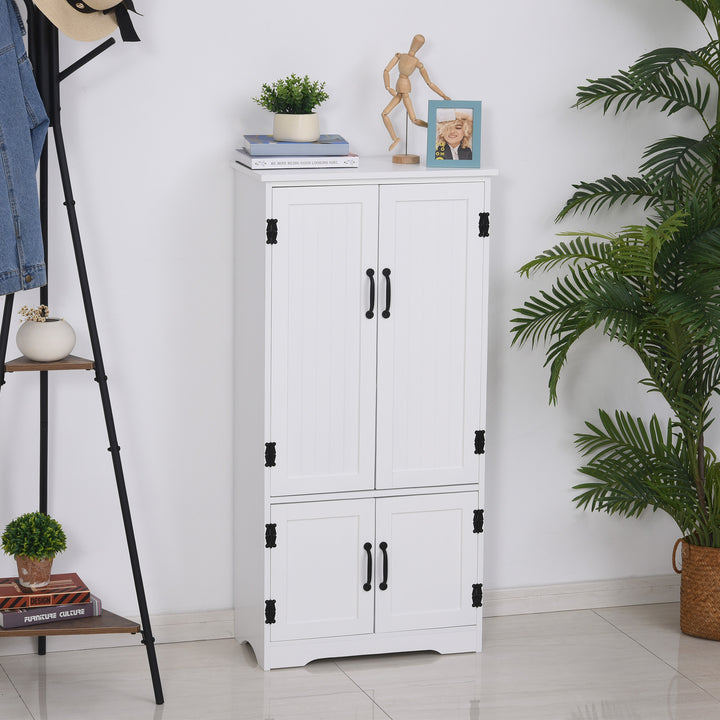 Accent Floor Storage Cabinet Kitchen Pantry with Adjustable Shelves and 2 Lower Doors, White