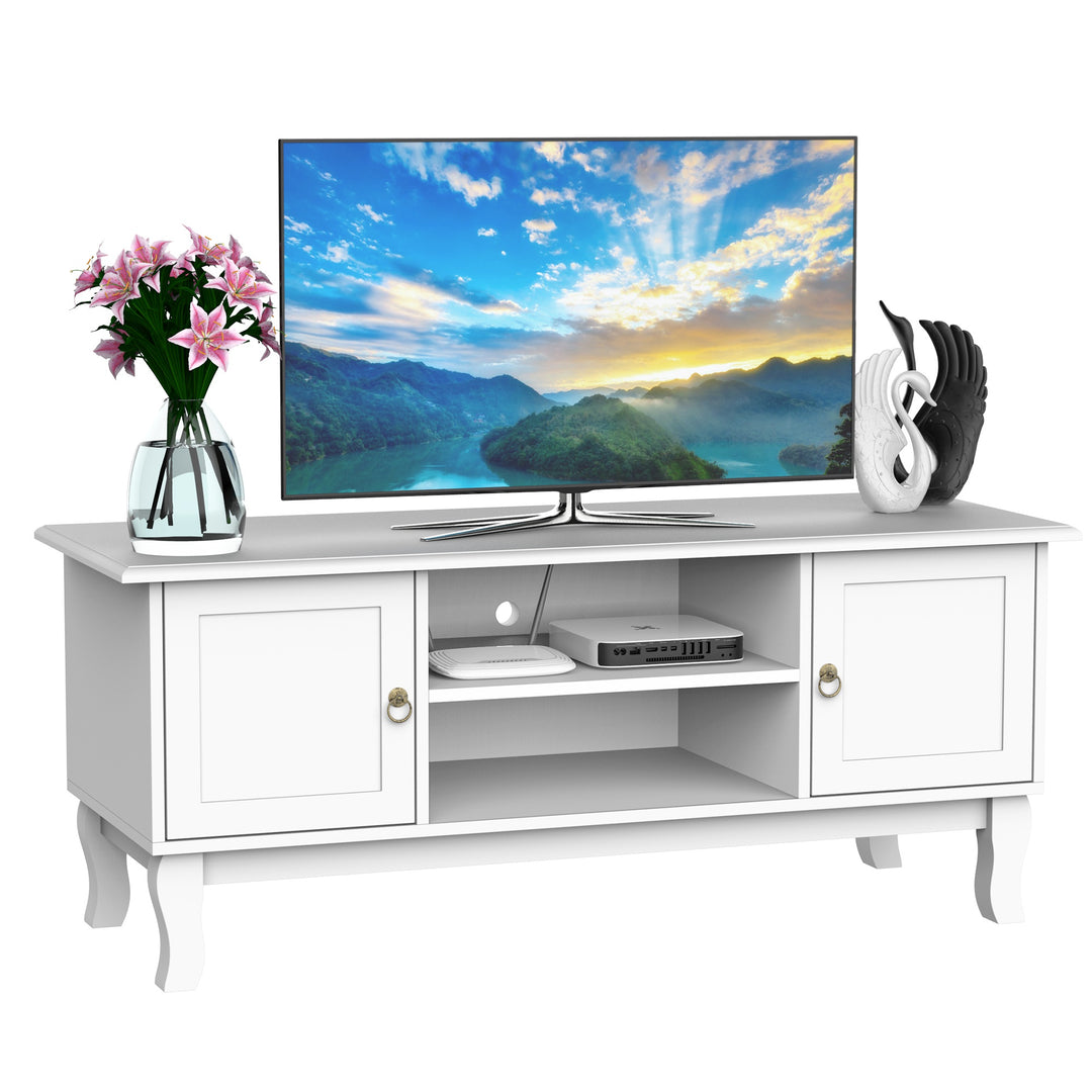 TV Stand Unit Corner Table, MDF - Ivory White