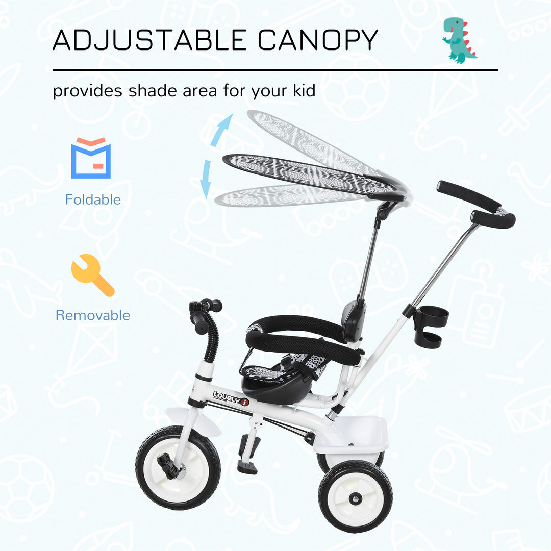 Baby Tricycle W/Handle-White/Black