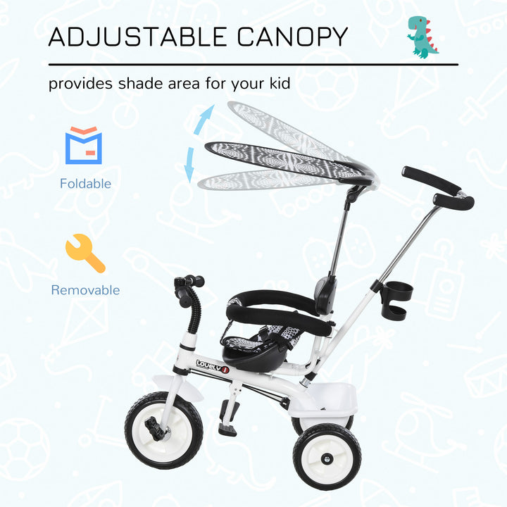 Baby Tricycle W/Handle-White/Black