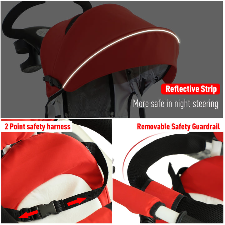 4-in-1 Kids Tricycle Stroller W/ Canopy-Red