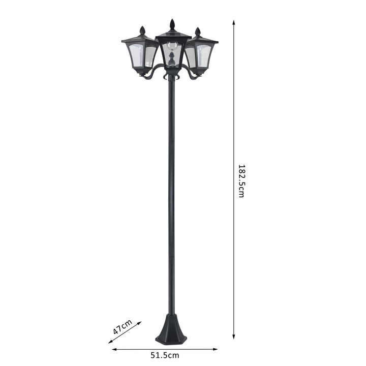 3-Solar Powered Lamp Post, IP44, 51.5Lx47Wx182.5H cm-Black