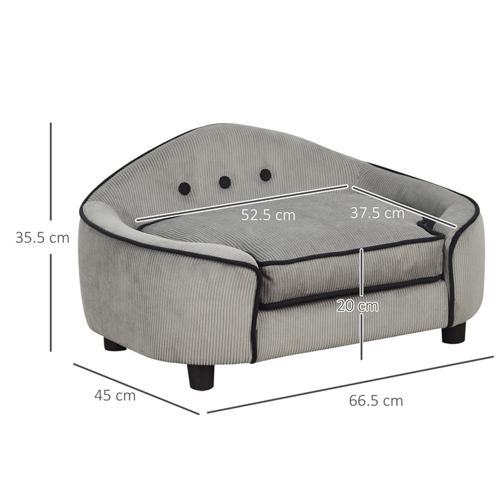 Pet Sofa, with Cushion, Removable Cover, for Small Dogs, Cats - Grey