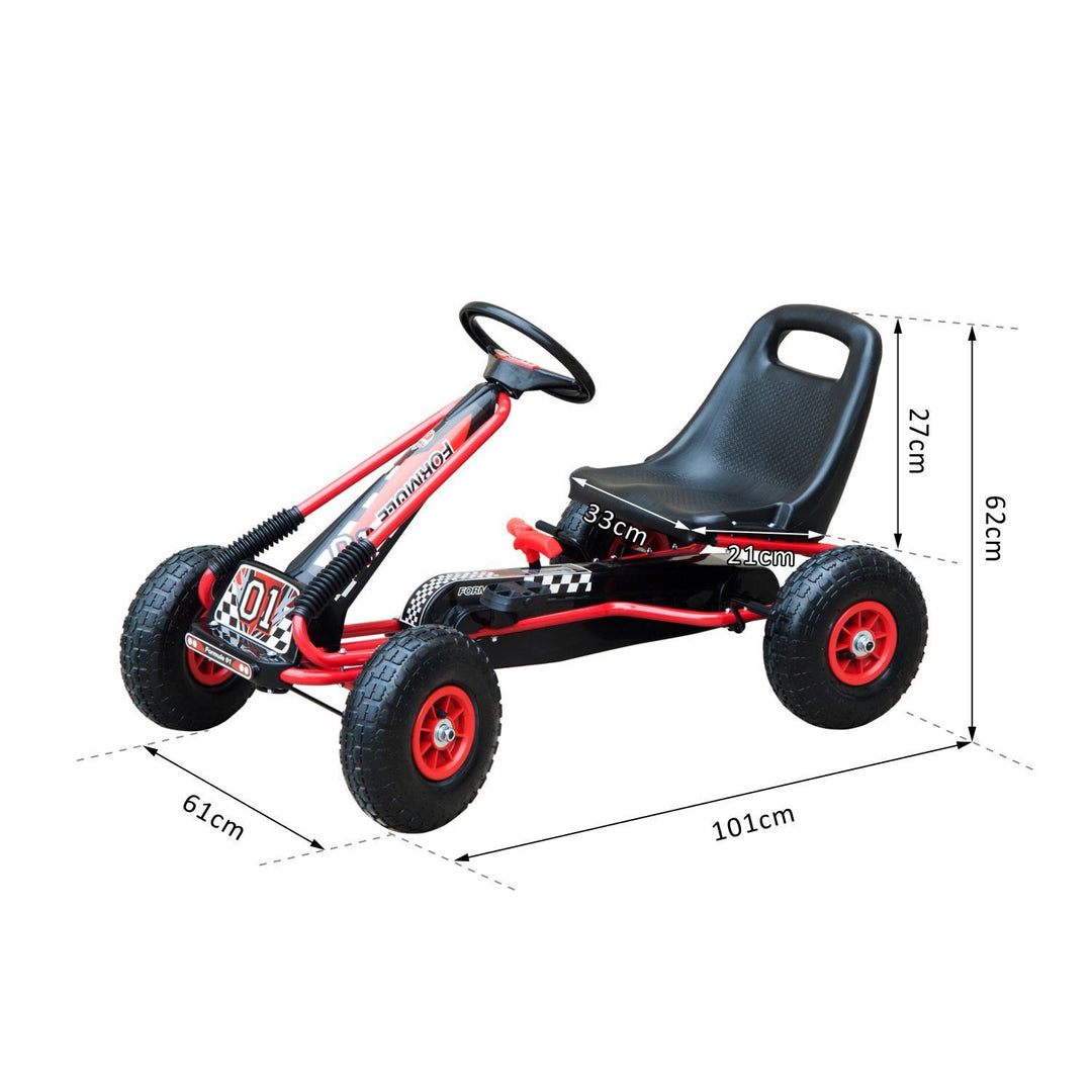 Kids Children Pedal Go Kart Cart Air Inflatable Tyres Motor Racing Style Suitable for 3 to 8 Years