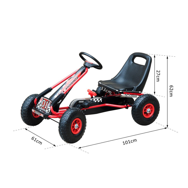 Kids Children Pedal Go Kart Cart Air Inflatable Tyres Motor Racing Style Suitable for 3 to 8 Years