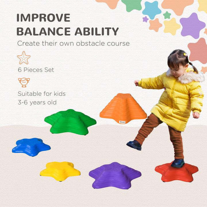 6pcs Balance Stepping Stones for Kids Starfish Style Non-slip Obstacle Course Stackable Balance Blocks Encourage Toddler Balance