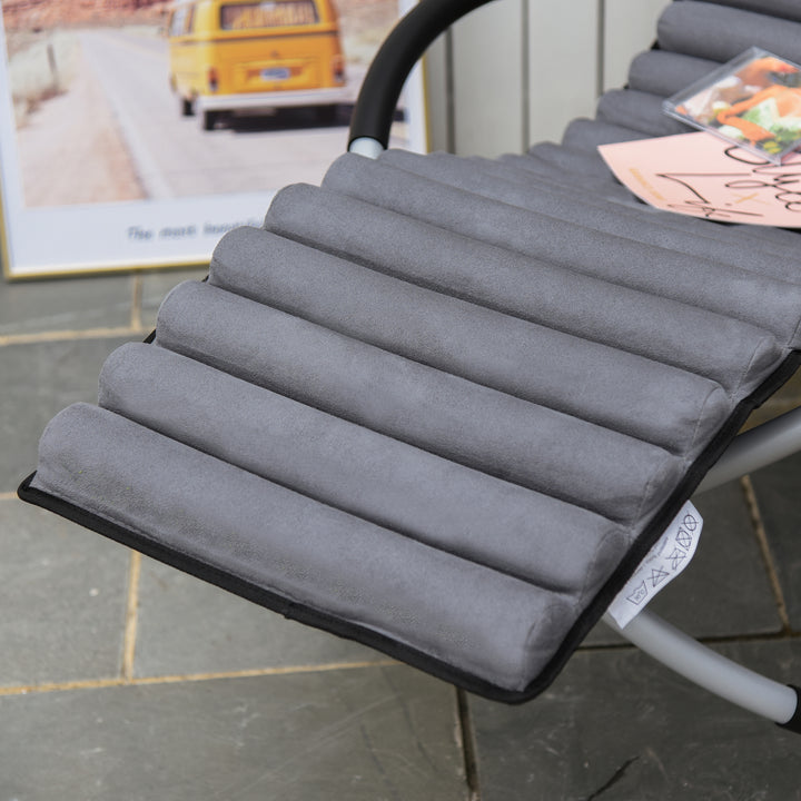 Orbital Rocking Chair Folding Lounger Anti-drop with Mat Removable Design 2 in 1 145x74x86cm Black Grey