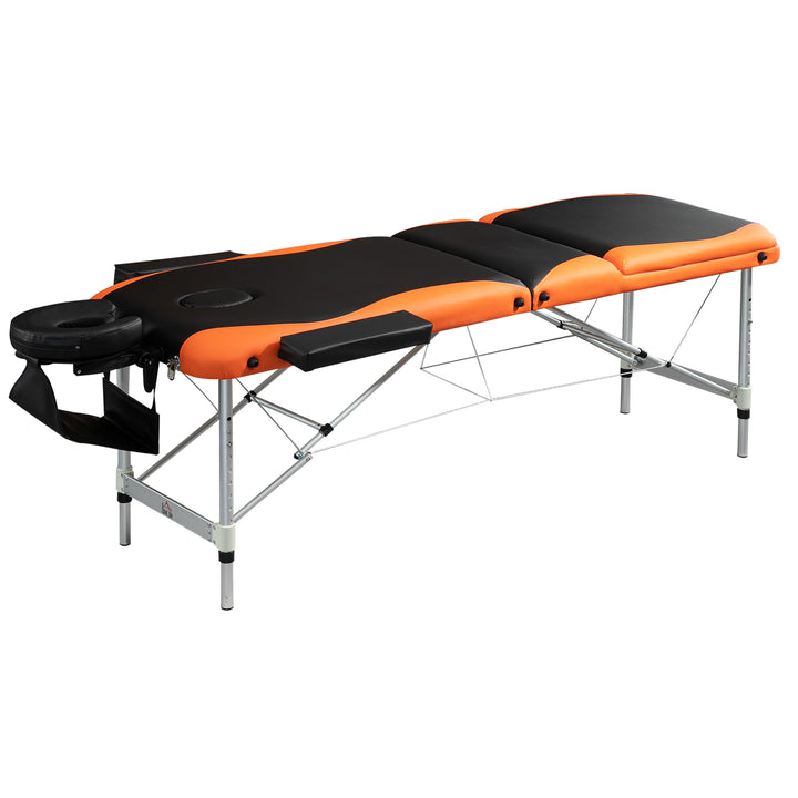 Foldable Massage Table Professional Salon SPA Facial Couch Bed Black and Orange