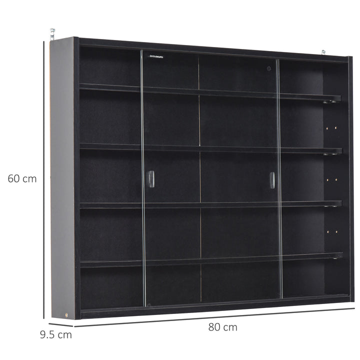 Particle Board 5-Tier Glass Door Display Cabinet Black