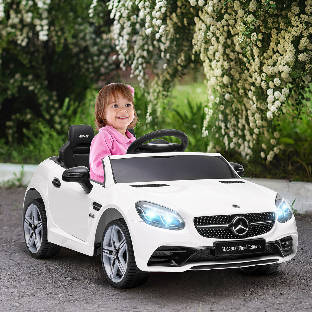 AIYAPLAY Mercedes Benz SLC 300 Licensed 12V Kids Electric Ride On Car with Parental Remote Two Motors Music Light Suspension Wheel for 3-6 Year White