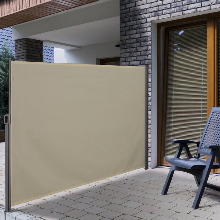 3x1.6m Retractable Polyester Patio Side Awning Cream White