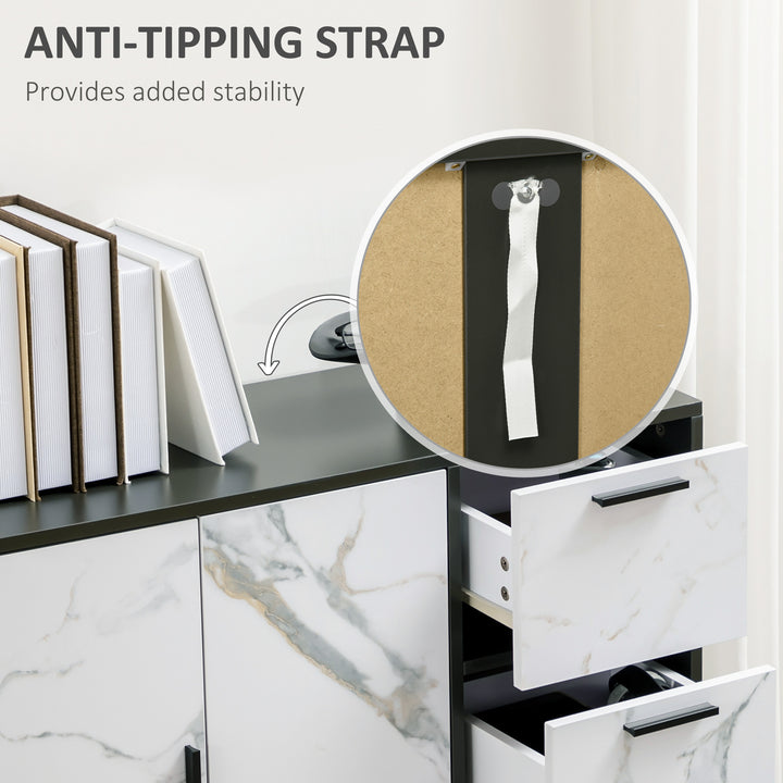 Modern Sideboard Storage Cabinet with 2 Doors Cupboard, 3 Drawers for Living Room, Study, White
