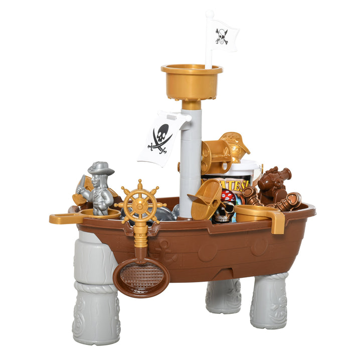 Pirate Ship Theme Sand and Water Table Beach Toy Set 2 in 1 Outdoor Activities Playset for Kids with Accessories Garden Sandpit Sandbox