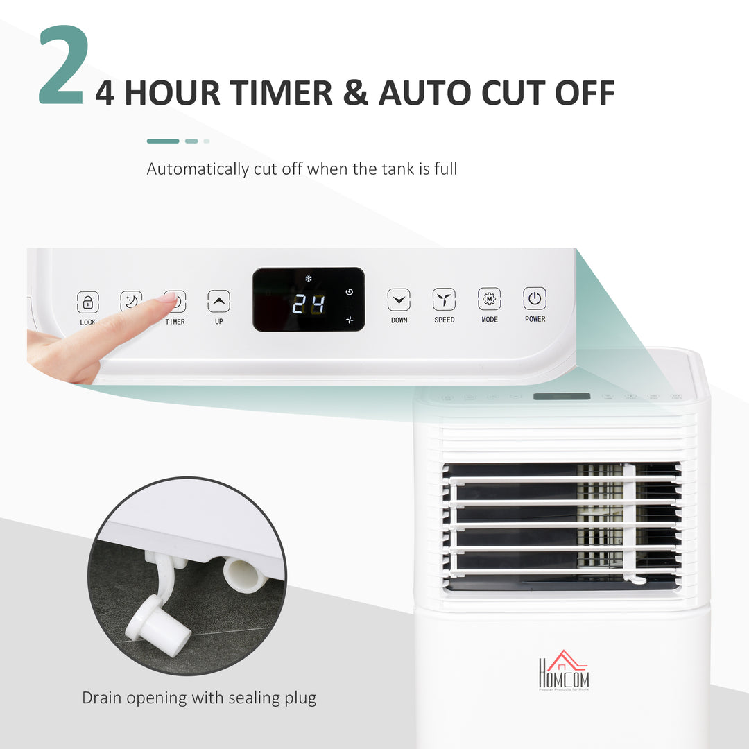 9000 BTU 4-In-1 Compact Portable Mobile Air Conditioner Unit Cooling Dehumidifying Ventilating w/ Fan Remote LED 24Hr Timer Auto Shut-Down