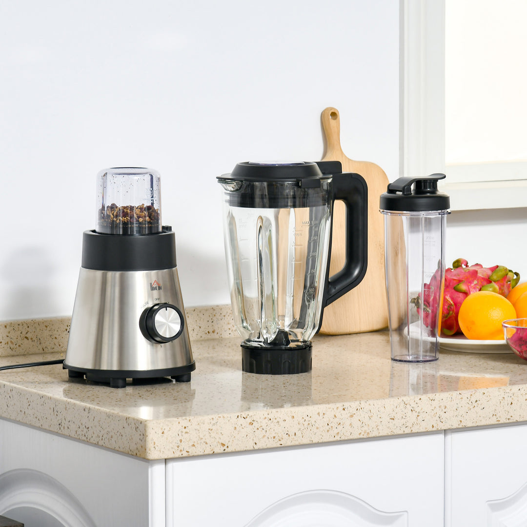 Blender Smoothie Maker, 900W Countertop Blender with 5 Speed Setting, Pulse Function, 1.5L Mix Cup, Portable Cup and Grinder