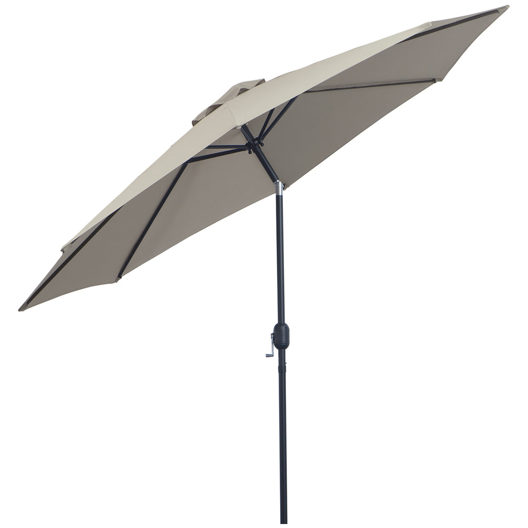 3(m) Tilting Parasol Garden Umbrellas, Outdoor Sun Shade with 8 Ribs, Tilt and Crank Handle for Balcony, Bench, Garden, Light Grey