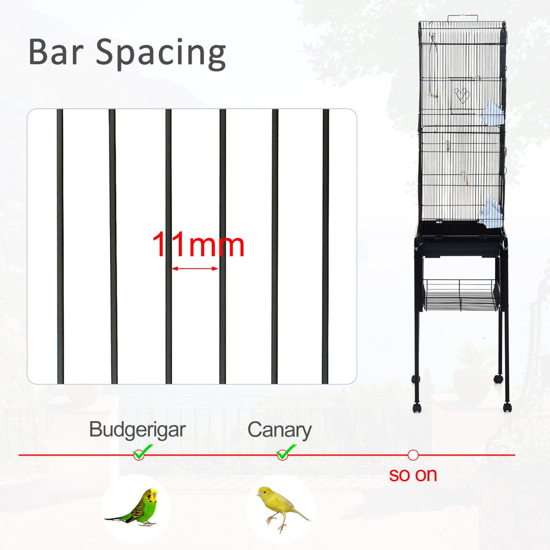 PawHut Large Pet Bird Cage Parrot Cockatiel House, 47.5Lx37Wx153Hcm-Black