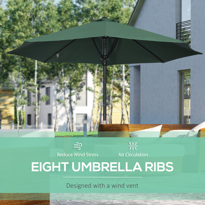 Garden Parasol Umbrella, Outdoor Market Table Umbrella Sun Shade Canopy with 8 Ribs, Green