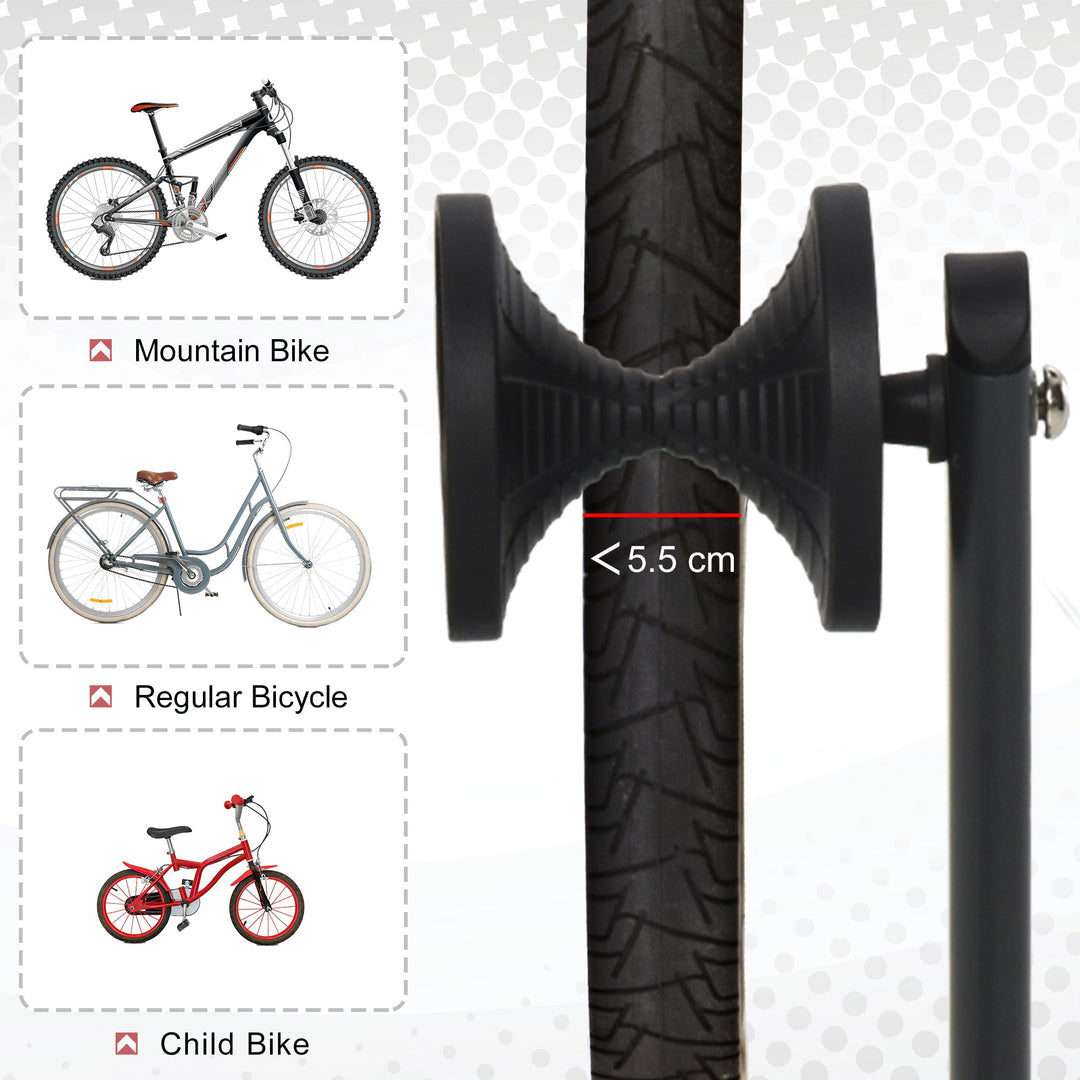 Foldable Bike Storage Stand Parking Rack Fit Max. 5.5cm Wide Wheel Metal Nylon Black