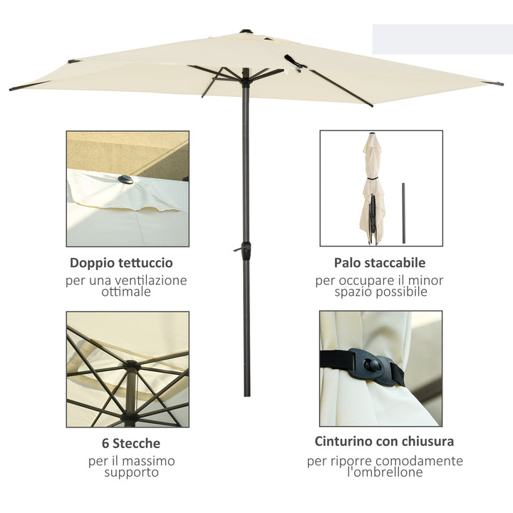 Outsunny 3 x 2M Sun Parasols Umbrellas Garden Patio Tilt Sun Shade Outdoor Canopy Crank Aluminium, Beige