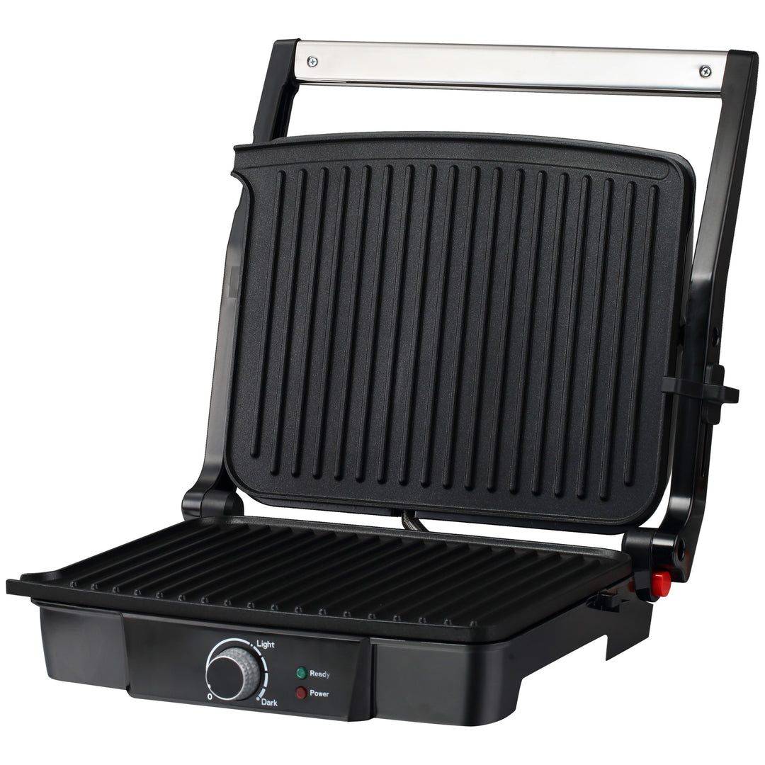 Health Grill & Panini Press, 4 Slice Toastie Machine, 2000W Electric Non-stick Grill with 180° Flat Open, Drip Tray and Adjustable Temperature