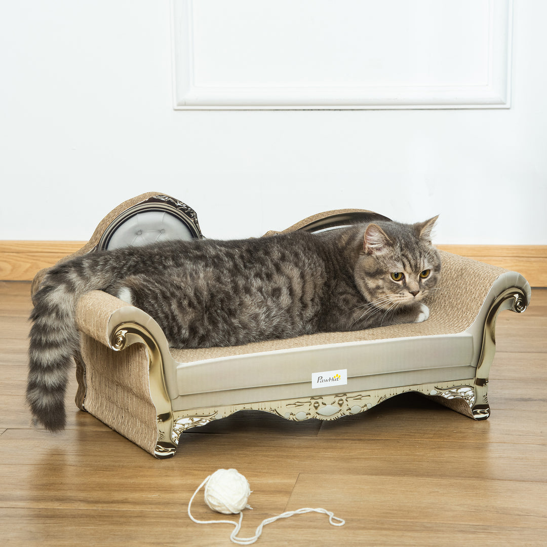 PawHut Cat Corrugated Paper Scratching Bed Pad Board Toy Pet Furniture with Catnip Brown