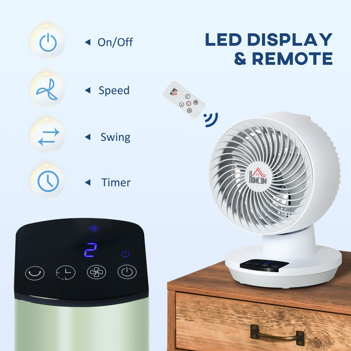 HOMCOM 28cm Electric Table Desk Fan with 3 Speed, Remote, Small Portable Personal Cooling Fan for Home Office Desktop, White