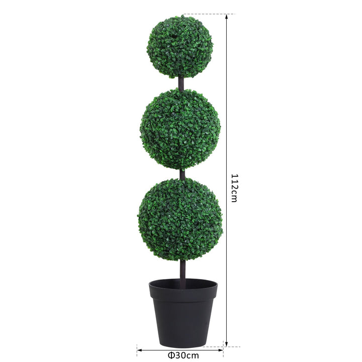 Set of 2 Artificial Boxwood Ball Topiary Trees Potted Decorative Plant Outdoor and Indoor DŽcor (112cm)