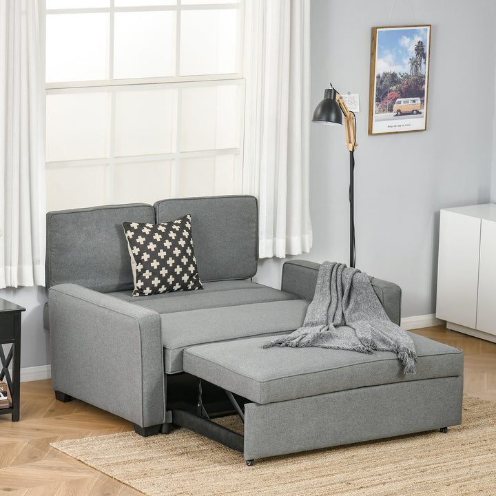 HOMCOM Two Seater Sofa Bed Convertible Loveseat Couch Sleeper Lounge Click Clack Couch Sleeper Settee for Living Room &amp; Bedroom, Grey