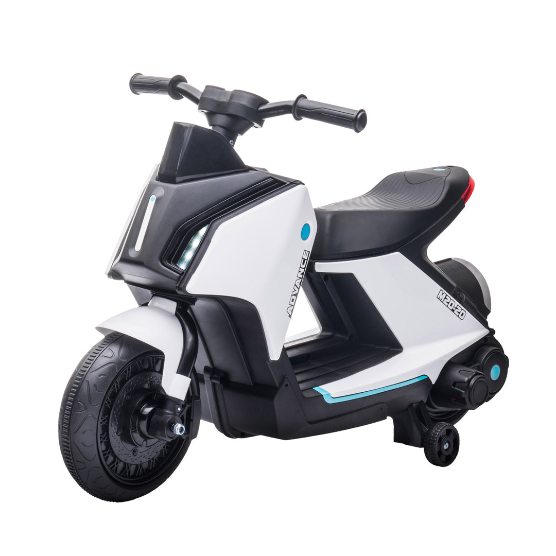 6V Kids Electric Motorbike Ride On Toy w/ Music Headlights Safety Training Wheels for Girls Boy 2-4 Years White