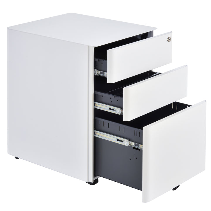 Fully Assembled 3 Drawer Steel Metal Filing Cabinet Lockable Rolling Vertical File Cabinet White