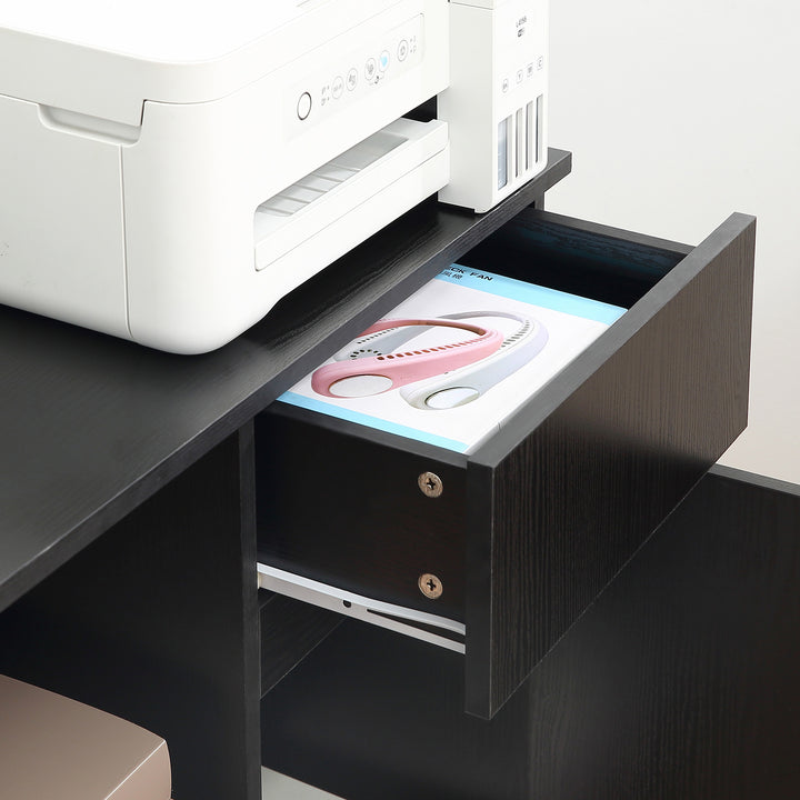 Filing Cabinet/Printer Stand with Open Storage Shelves, for Home or Office Use, Including an Easy Drawer, Black