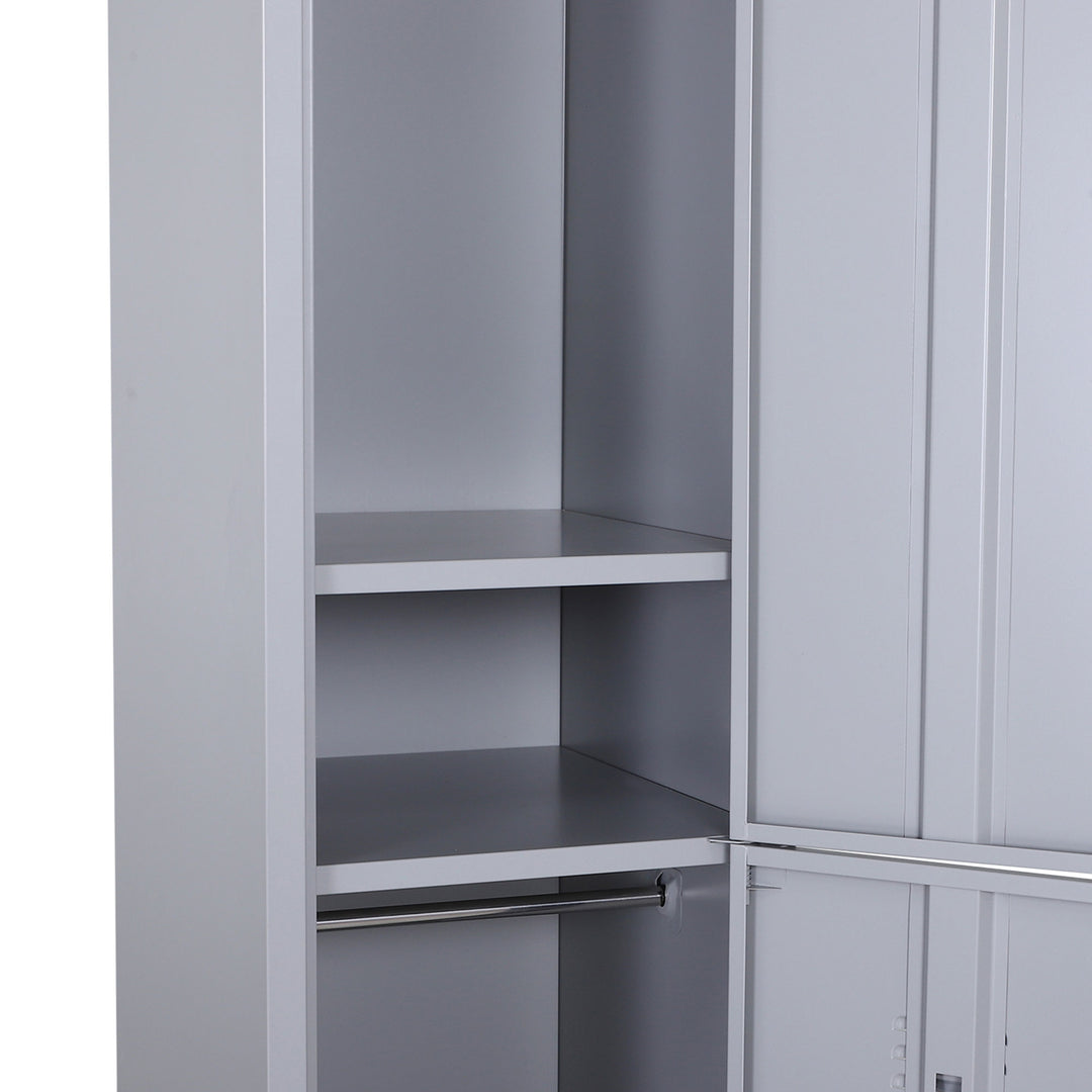 Locker Cabinet Storage Cold Rolled Steel w/ Shelves Vertical Cupboard Grey 38 x 46 x 180 cm