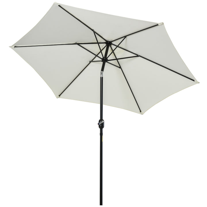 2.7 m Patio Umbrella Sun Shade Tilt Crank Garden Aluminium Frame-Cream White