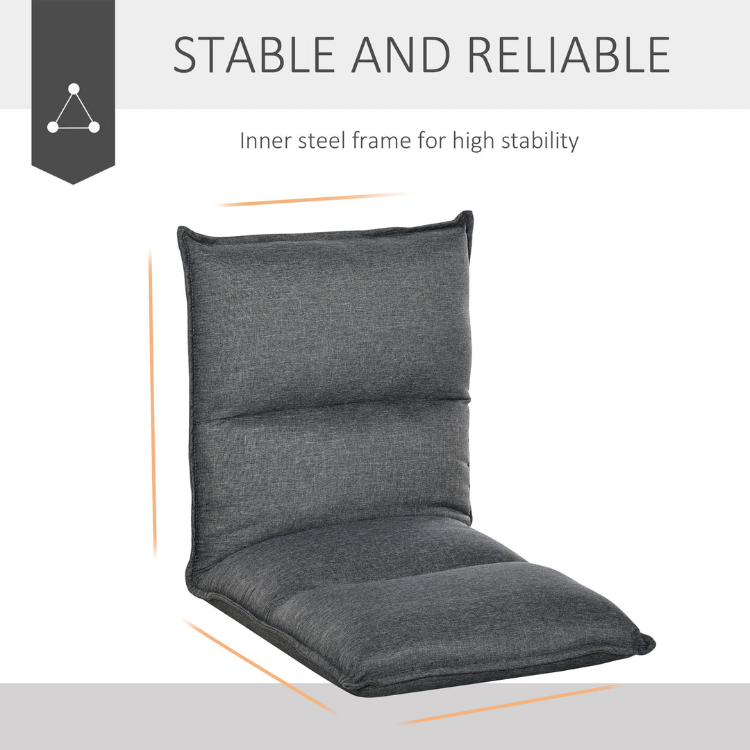 Foldable Padded Sofa with Adjustable Backrest Thick Seat Cushion Lazy Lounge Grey