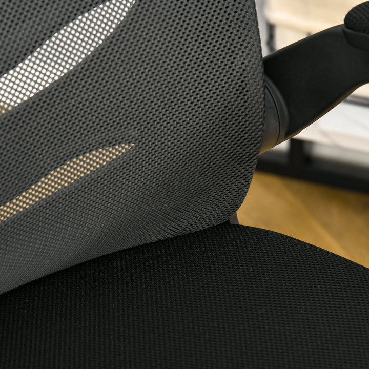 Vinsetto Mesh Swivel Chair for Home Task Desk Chair with Lumbar Back Support, Flip-Up Arm, Adjustable Height, Black